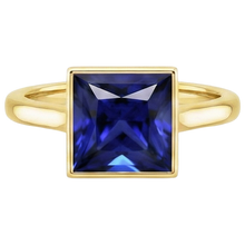 Afbeelding in Gallery-weergave laden, Natuurlijke (niet labgekweekte) Solitaire Ring Princess Kastzetting Blauwe Saffier 5 Karaat Geelgoud
