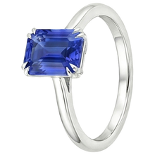 Afbeelding in Gallery-weergave laden, Solitaire Ring Smaragd Blauwe Saffier 3 Karaat Wit Goud 14K
