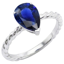 Afbeelding in Gallery-weergave laden, Solitaire Ring Touwstijl Peer Diepblauwe Saffier 2,50 Karaat
