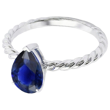 Afbeelding in Gallery-weergave laden, Solitaire Ring Touwstijl Peer Diepblauwe Saffier 2,50 Karaat
