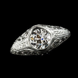 Solitaire Ring Vintage Stijl Rond Natuurlijke uit de aarde gewonnen Diamant Oud Europees Geslepen Kastzetting 2 Karaat