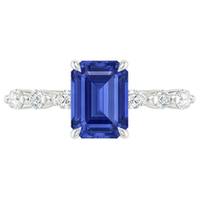Afbeelding in Gallery-weergave laden, Solitaire Ring met Accenten Blauwe Saffier &amp; Diamant 4 Karaat
