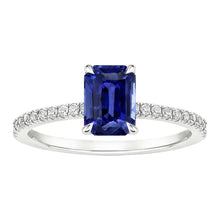 Afbeelding in Gallery-weergave laden, Solitaire Ring met Accenten Stralende Ceylon Saffier &amp; Diamant 4 Karaat

