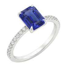 Afbeelding in Gallery-weergave laden, Solitaire Ring met Accenten Stralende Ceylon Saffier &amp; Diamant 4 Karaat
