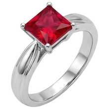 Afbeelding in Gallery-weergave laden, Solitaire Robijn Ring 1 Karaat Wit Goud 14K
