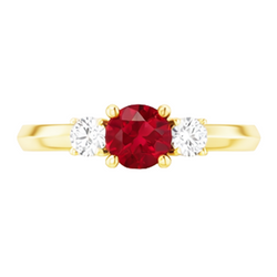 Solitaire Robijn Ring 1,25 Karaat Geel Goud 14K