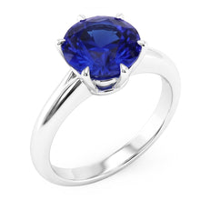 Afbeelding in Gallery-weergave laden, Solitaire Ronde Blauwe Saffier Ring Tand Set
