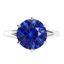 Afbeelding in Gallery-weergave laden, Solitaire Ronde Blauwe Saffier Ring Tand Set
