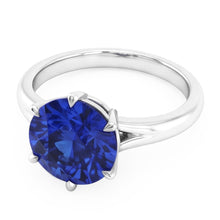 Afbeelding in Gallery-weergave laden, Solitaire Ronde Blauwe Saffier Ring Tand Set
