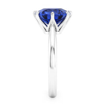 Afbeelding in Gallery-weergave laden, Solitaire Ronde Blauwe Saffier Ring Tand Set
