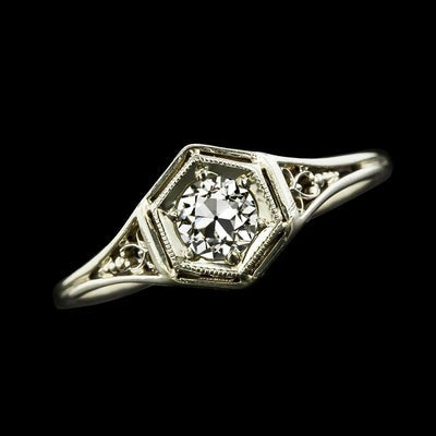 Solitaire Ronde Oude Echt Mijnwerker Diamanten Ring Antieke stijl 1 Karaat Gouden Sieraden