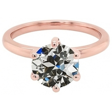 Afbeelding in Gallery-weergave laden, Solitaire Ronde Oud Mijn Slijpsel Natuurlijke uit de a aarde gewonnen Diamanten Ring 6 Prong Gezet 2 Karaat
