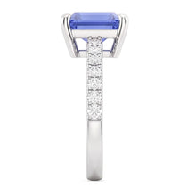 Afbeelding in Gallery-weergave laden, Solitaire Smaragd Blauwe Saffier trouwring met Natuurlijke echte diamant ( niet in het laboratorium gekweekt )en accenten 3 karaat
