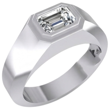 Afbeelding in Gallery-weergave laden, Solitaire Smaragd Diamant Herenring 1 karaat goud 14K
