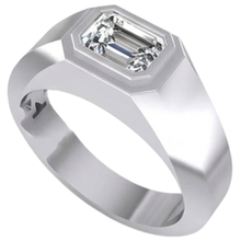 Afbeelding in Gallery-weergave laden, Solitaire Smaragd Diamant Herenring 1 karaat goud 14K
