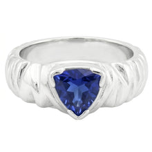 Afbeelding in Gallery-weergave laden, echte trillion saffier 1karaat ring zijaanzicht
