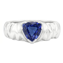 Afbeelding in Gallery-weergave laden, echte trillion saffier 1karaat ring bovenaanzicht
