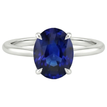 Afbeelding in Gallery-weergave laden, Solitaire Trouwring Wit Goud Blauwe Saffier 3 Karaat
