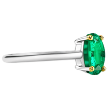 Afbeelding in Gallery-weergave laden, Smaragd Ovaal Geslepen Edelsteen Ring in Tweekleurig 14K Goud – achteraanzicht
