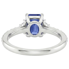 Afbeelding in Gallery-weergave laden, Solitaire accenten ring blauwe saffier &amp; Natuurlijke echte diamant ( niet in het laboratorium gekweekt ) 4 karaat smaragd geslepen
