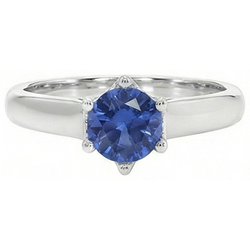 Solitaire blauwe saffier edelsteen ring 2 karaat witgoud