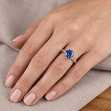 Afbeelding in Gallery-weergave laden, Solitaire blauwe saffier edelsteen ring 2 karaat witgoud
