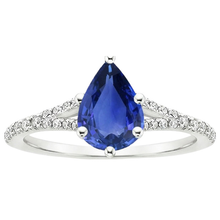 Afbeelding in Gallery-weergave laden, Solitaire blauwe saffier ring &amp; Natuurlijke echte diamanten ( niet in een laboratorium gekweekt ) accenten gespleten schacht 3,25 karaat
