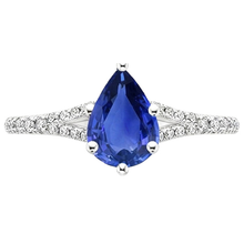 Afbeelding in Gallery-weergave laden, Solitaire blauwe saffier ring &amp; Natuurlijke echte diamanten ( niet in een laboratorium gekweekt ) accenten gespleten schacht 3,25 karaat
