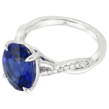 Afbeelding in Gallery-weergave laden, Solitaire blauwe saffier ring met Natuurlijke echte diamanten ( niet in een laboratorium gekweekt ) accenten 4,50 karaat
