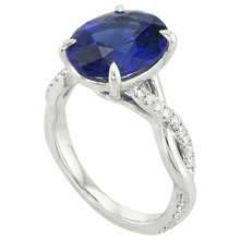 Afbeelding in Gallery-weergave laden, Solitaire blauwe saffier ring met Natuurlijke echte diamanten ( niet in een laboratorium gekweekt ) accenten 4,50 karaat
