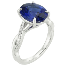Afbeelding in Gallery-weergave laden, Solitaire blauwe saffier ring met Natuurlijke echte diamanten ( niet in een laboratorium gekweekt ) accenten 4,50 karaat
