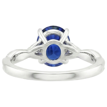 Afbeelding in Gallery-weergave laden, Solitaire blauwe saffier ring met Natuurlijke echte diamanten ( niet in een laboratorium gekweekt ) accenten 4,50 karaat
