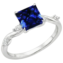 Afbeelding in Gallery-weergave laden, Solitaire Blauwe Saffier Ring Met Accent Marquise Natuurlijke uit de aarde gewonnen Diamanten 5.50 Karaat
