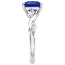 Afbeelding in Gallery-weergave laden, Solitaire Blauwe Saffier Ring Met Accent Marquise Natuurlijke uit de aarde gewonnen Diamanten 5.50 Karaat
