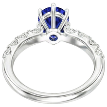 Afbeelding in Gallery-weergave laden, Solitaire blauwe saffier verlovingsring met Natuurlijke echte diamant ( niet in het laboratorium gekweekt )en accenten 4 karaat

