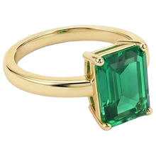 Afbeelding in Gallery-weergave laden, Solitaire groene smaragd ring 3 karaat geel goud 14K edelsteen sieraden
