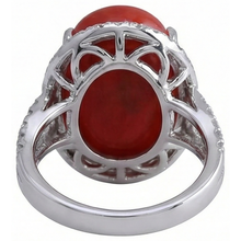 Afbeelding in Gallery-weergave laden, Solitaire met accent 13,75 ct rood koraal en Natuurlijke echte diamanten ( niet in een laboratorium gekweekt ) ring Nieuw
