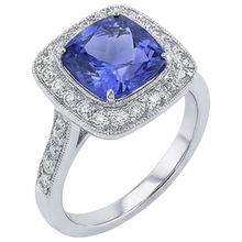 Afbeelding in Gallery-weergave laden, Solitaire met Accent 18 Karaat Tanzaniet met Natuurlijke uit de aarde gewonnen Diamanten Ring Witgoud
