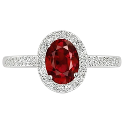 Solitaire met accent 3.85 karaat robijn en Natuurlijke echte diamanten ( niet in een laboratorium gekweekt ) ring 14K WG