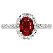 Afbeelding in Gallery-weergave laden, Solitaire met accent 3.85 karaat robijn en Natuurlijke echte diamanten ( niet in een laboratorium gekweekt ) ring 14K WG
