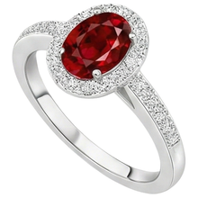 Afbeelding in Gallery-weergave laden, Solitaire met accent 3.85 karaat robijn en Natuurlijke echte diamanten ( niet in een laboratorium gekweekt ) ring 14K WG

