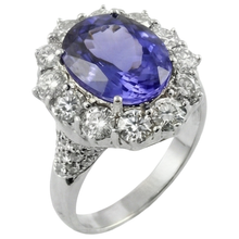Afbeelding in Gallery-weergave laden, echte round tanzaniet 7.25karaat ring close-up detail
