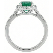 Afbeelding in Gallery-weergave laden, Solitaire met accenten 3,40 ct groene smaragd en Natuurlijke echte diamanten ( niet in een laboratorium gekweekt ) ring wit goud 14K

