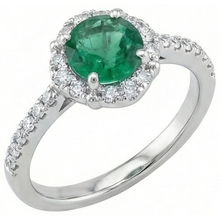 Afbeelding in Gallery-weergave laden, Solitaire met accenten 3,40 ct groene smaragd en Natuurlijke echte diamanten ( niet in een laboratorium gekweekt ) ring wit goud 14K
