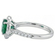 Afbeelding in Gallery-weergave laden, Solitaire met accenten 3,40 ct groene smaragd en Natuurlijke echte diamanten ( niet in een laboratorium gekweekt ) ring wit goud 14K
