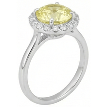 Afbeelding in Gallery-weergave laden, Solitaire met accenten 4 karaat gele saffier ring wit goud 14K
