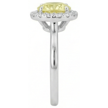 Afbeelding in Gallery-weergave laden, Solitaire met accenten 4 karaat gele saffier ring wit goud 14K
