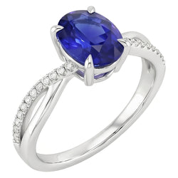 Solitaire met accenten Jubileumring blauwe saffier 3,50 karaat