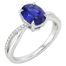 Afbeelding in Gallery-weergave laden, Solitaire met accenten Jubileumring blauwe saffier 3,50 karaat
