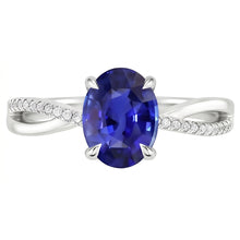 Afbeelding in Gallery-weergave laden, Solitaire met accenten Jubileumring blauwe saffier 3,50 karaat
